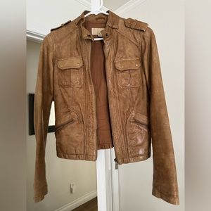 Michael Kors tan leather jacket S